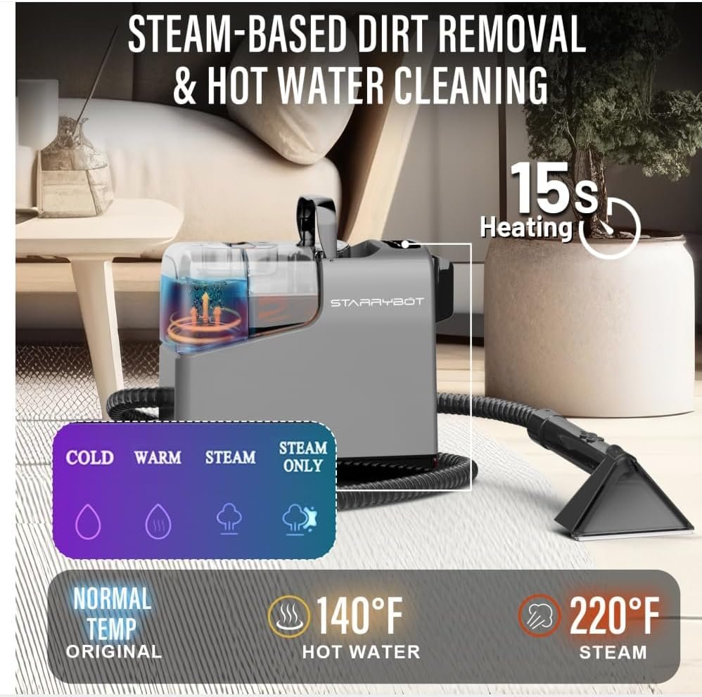 STARRYBOT Portable Carpet Cleaner with Steam & Heating Technology